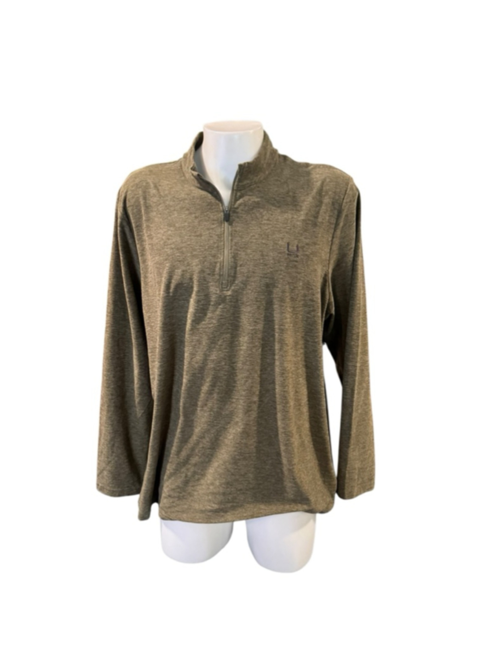 Men's Huk Olive Green Lightweight Fleece 1/4 Zip Sweatshirt XXL